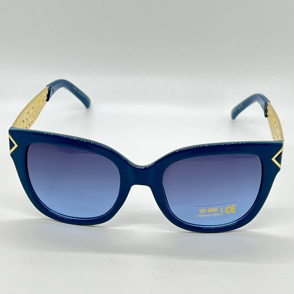 Womens Cat Eye Sunglasses Gold Accent Designer Fashion Sun Glasses UV400 Protect
